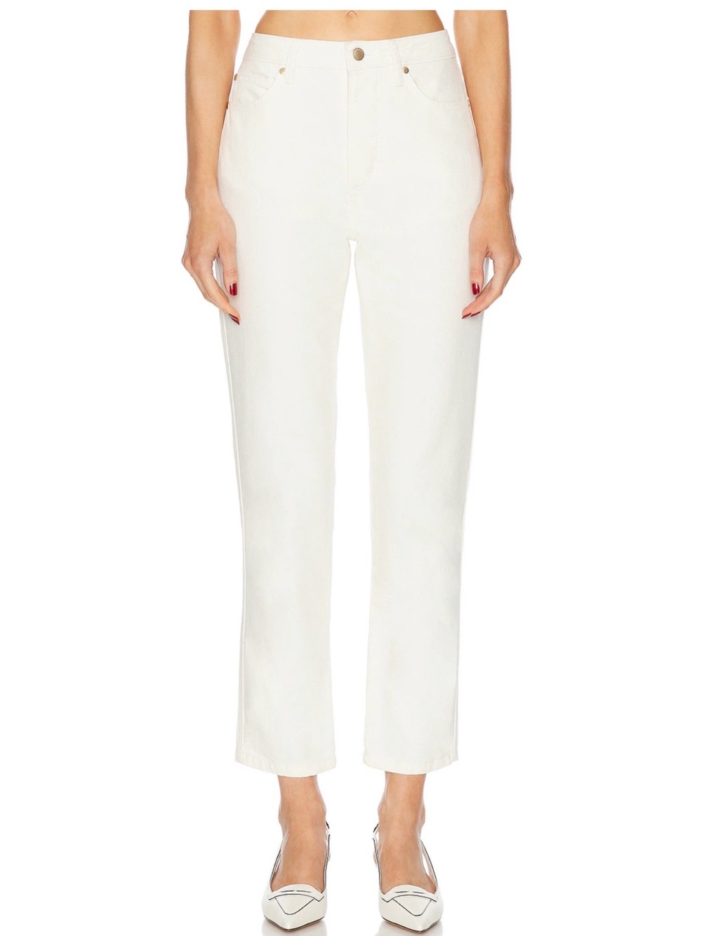 Straight Leg Women Jeans in White
